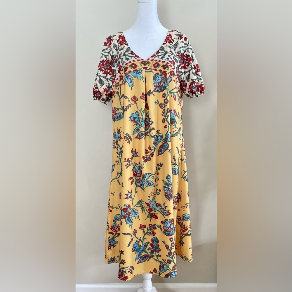 Yellow and floral king summer dress